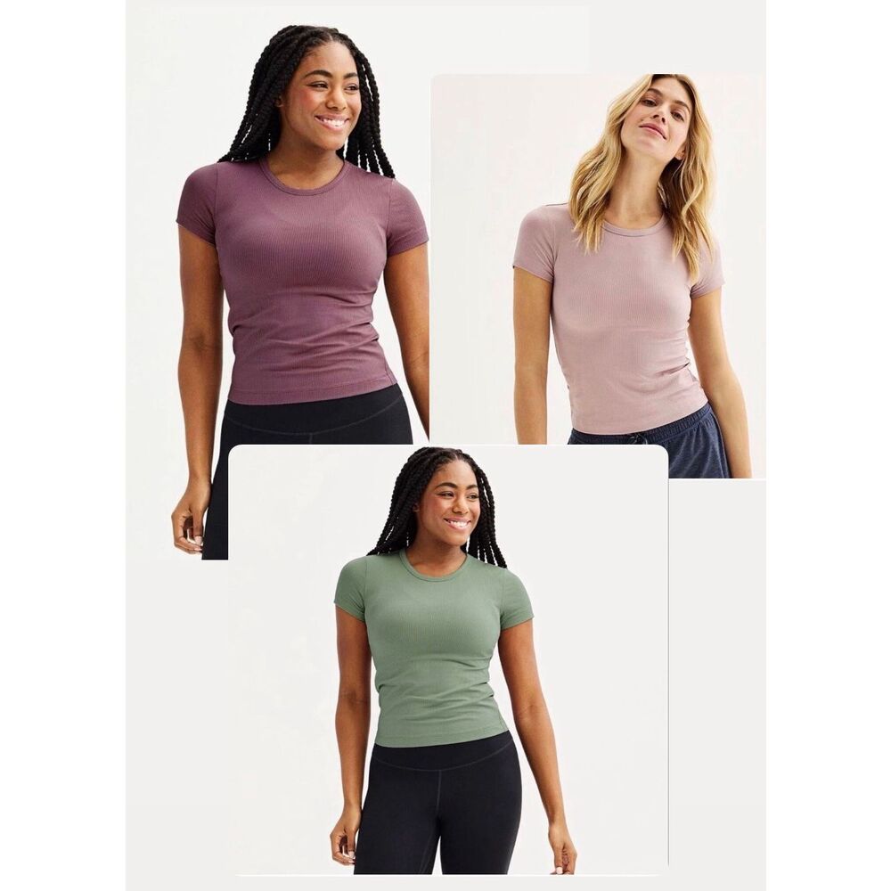 FLX Balance Core Ribbed Short Sleeve Tee Bundle of 3 Size XS NWOT